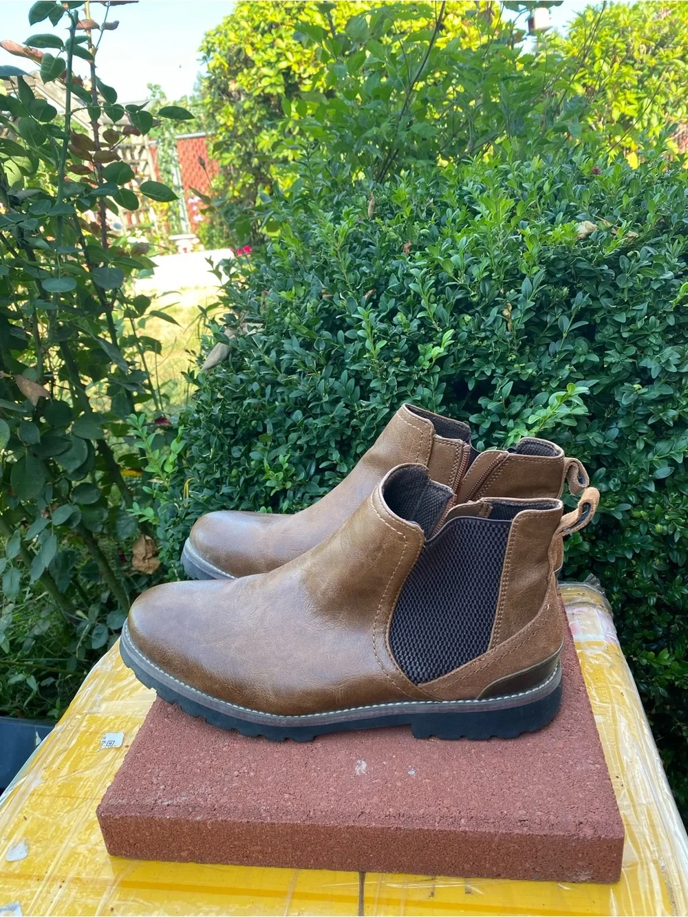 Dr Scholls Men's Brown Leather Chelsea Boots Slip-On Ankle Boots SZ 10.5M